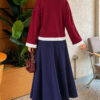 Lace-Accented Basic Tunic Burgundy – Image 4