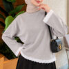 Lace-Accented Basic Tunic Grey