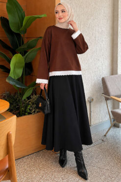Alternative view of Lace-Accented Basic Tunic Brown