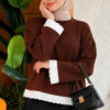 Lace-Accented Basic Tunic Brown - Afbeelding 3