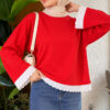 Lace-Accented Basic Tunic Red