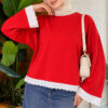 Lace-Accented Basic Tunic Red – Bild 2