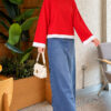 Lace-Accented Basic Tunic Red – Bild 3