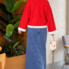 Lace-Accented Basic Tunic Red – Bild 4