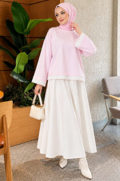 Alternative view of Lace-Accented Basic Tunic Pink