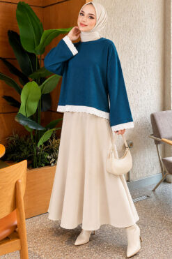 Alternative view of Lace-Accented Basic Tunic Petrol