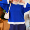Lace-Accented Basic Tunic Saxon Blue