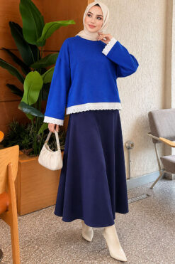 Alternative view of Lace-Accented Basic Tunic Saxon Blue