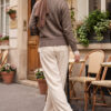 Lace-Trimmed Button-Up Knit Cardigan Brown - Afbeelding 4