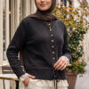 Lace-Trimmed Button-Up Knit Cardigan Black – Bild 3