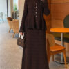 Lace-Trimmed Two-Piece Set with Hem Edge Brown - Image 3