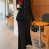 Ruffle-Detail Knit Two-Piece Set Black - immagine 5