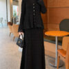 Lace-Trimmed Two-Piece Set with Hem Edge Black – Bild 3