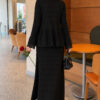 Lace-Trimmed Two-Piece Set with Hem Edge Black – Bild 4