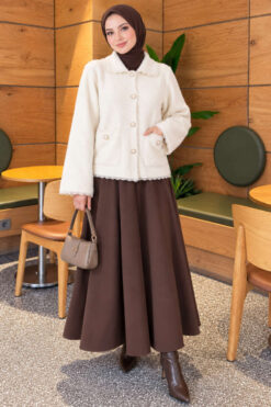 Alternative view of Lace-Trimmed Pearl Button Bearded Cardigan Ecru