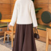 ⁦Lace-Trimmed Pearl Button Bearded Cardigan Ecru⁩ - الصورة ⁦4⁩