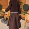 ⁦Lace-Trimmed Pearl Button Bearded Cardigan Brown⁩ - الصورة ⁦4⁩