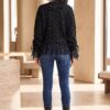 Lace-Detailled Sleeve Tied Knit Cardigan Black - Imagen 3