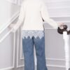 Lace-Accented Knit Sweater Cream - Imagen 4