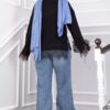 Lace-Accented Knit Sweater Black - الصورة 4