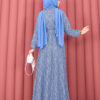 Textured Lace Wrap Dress with Removable Belt for Modest Wear Indigo - Imagen 7