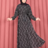 Textured Lace Wrap Dress with Removable Belt for Modest Wear Black – Bild 5