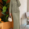 Lace-Embroidered Stone-Buttoned Two-Piece Outfit with Hem Edge Hazel