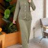 Lace-Embroidered Stone-Buttoned Two-Piece Outfit with Hem Edge Hazel – Image 3