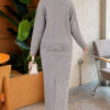 Lace-Embroidered Stone-Buttoned Two-Piece Outfit with Hem Edge Grey – Image 4