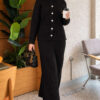 ⁦Striped French terry hoodie three-piece set Black⁩ - الصورة ⁦7⁩
