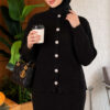Lace-Embroidered Stone-Buttoned Two-Piece Outfit with Hem Edge Black - Afbeelding 2