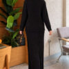 Lace-Embroidered Stone-Buttoned Two-Piece Outfit with Hem Edge Black - Afbeelding 4