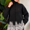 Lace-Embroidered Knit Cardigan Anthracite - الصورة 3