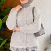 Lace-Embroidered Knit Cardigan Grey