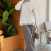 Lace-Embroidered Knit Cardigan Grey – Bild 2