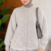 Lace-Embroidered Knit Cardigan Grey – Bild 3