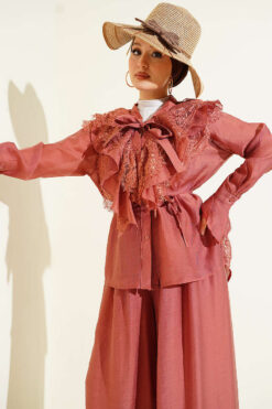 Alternative view of Lace Embellished Loose Two-Piece Set Rose Dust