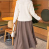 Lace-Collared Buttoned Beard-Patterned Cardigan Ecru - Imagen 4