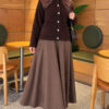 Lace-Collared Buttoned Beard-Patterned Cardigan Brown - Imagen 2