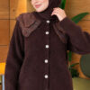 Lace-Collared Buttoned Beard-Patterned Cardigan Brown - Imagen 3