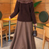 Lace-Collared Buttoned Beard-Patterned Cardigan Brown - Imagen 4