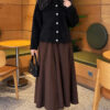 Lace-Collared Buttoned Beard-Patterned Cardigan Black - Imagen 2