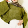Openwork Batwing Sleeve Knitted Sweater Green