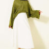 ⁦Openwork Batwing Sleeve Knitted Sweater Green⁩ - الصورة ⁦2⁩