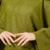 ⁦Openwork Batwing Sleeve Knitted Sweater Green⁩ - الصورة ⁦4⁩