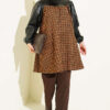 Houndstooth Pattern Tunic with Leather Accents Camel - Afbeelding 2