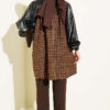 Houndstooth Pattern Tunic with Leather Accents Camel - Afbeelding 3