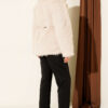 Leather Belted Fur Coat Beige - الصورة 3