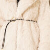 Leather Belted Fur Coat Beige - الصورة 4