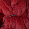 Leather Belted Fur Coat Burgundy - الصورة 4